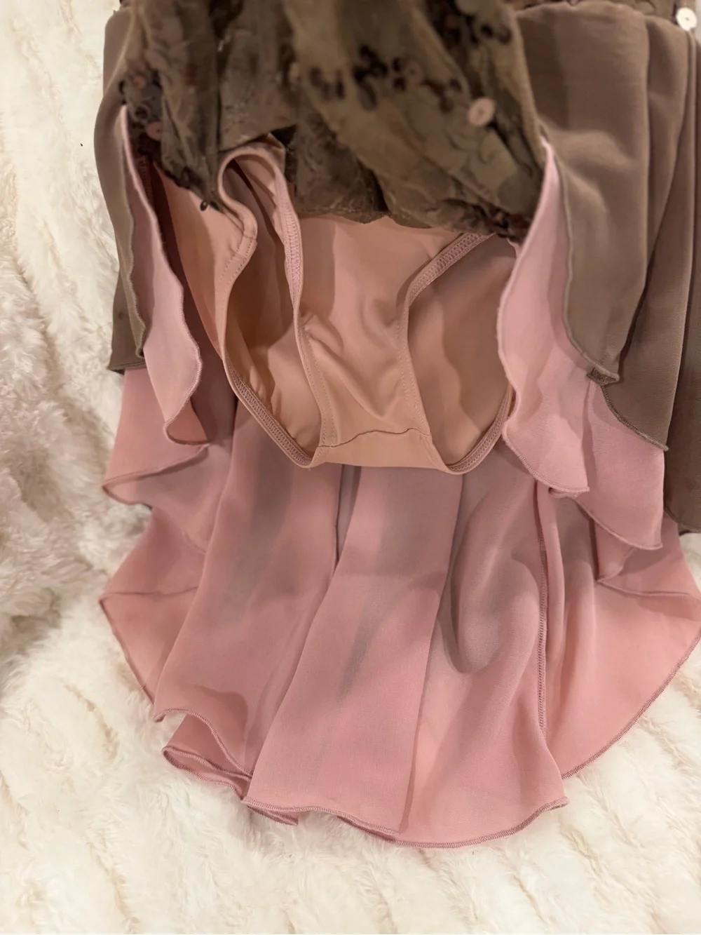Weissman “Fake Plastic Trees” Halter Dance Dress in Mauve and Blush